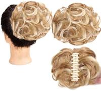 Fake Hair Bun,hair worn in a bun or coil 1pcs Messy Bun Hair Piece Tousled Updo Hairpiece,Curly Scrunchies Clip In Claw Hair Bun Synthetic Chignon Claw Clip with Hair Attached for Women bun(07)