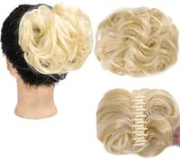 Fake Hair Bun,hair worn in a bun or coil 1pcs Messy Bun Hair Piece Tousled Updo Hairpiece,Curly Scrunchies Clip In Claw Hair Bun Synthetic Chignon Claw Clip with Hair Attached for Women bun(05)