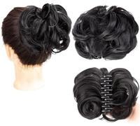 Fake Hair Bun,hair worn in a bun or coil 1pcs Messy Bun Hair Piece Tousled Updo Hairpiece,Curly Scrunchies Clip In Claw Hair Bun Synthetic Chignon Claw Clip with Hair Attached for Women bun(08)