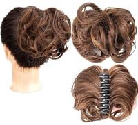 Fake Hair Bun,hair worn in a bun or coil 1pcs Messy Bun Hair Piece Tousled Updo Hairpiece,Curly Scrunchies Clip In Claw Hair Bun Synthetic Chignon Claw Clip with Hair Attached for Women bun(09)