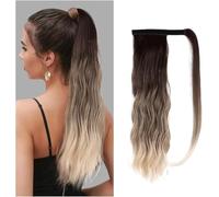 Fake Hair Bun,Hairpiece Hair,1pcs Ponytail 16 Inches Long Wave Ponytail Extension Wave Magic Paste Ponytail Hair Wig Blonde Heat Resistant Synthetic Wrap Around Clip in Ponytail Hairpieces Ponytails(N
