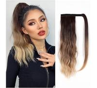 Fake Hair Bun,Hairpiece Hair,1pcs Ponytail 16 Inches Long Wave Ponytail Extension Wave Magic Paste Ponytail Hair Wig Blonde Heat Resistant Synthetic Wrap Around Clip in Ponytail Hairpieces Ponytails(N