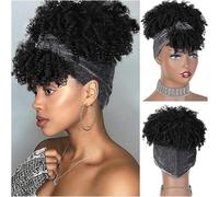 Fake Hair Bun,Hairpiece Hair,Ponytail Synthetic Kinky Curly Chignon with Bangs Short Drawstring Ponytail Extension for Women Afro High Puff Synthetic Hair Bun Hairpieces Ponytails 1pcs(006)