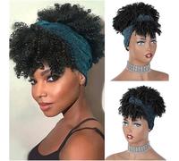 Fake Hair Bun,Hairpiece Hair,Ponytail Synthetic Kinky Curly Chignon with Bangs Short Drawstring Ponytail Extension for Women Afro High Puff Synthetic Hair Bun Hairpieces Ponytails 1pcs(003)