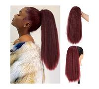 Fake Hair Bun,Hairpiece Hair,Ponytail Synthetic Yaki Straight Drawstring Afro Ponytail Extension for Women 1pcs 20inch Natural Black Wine Red Kinky Straight Ponytail Hair Bun Hairpieces Ponytails(Red)