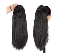 Fake Hair Bun,Hairpiece Hair,Ponytail Synthetic Yaki Straight Drawstring Afro Ponytail Extension for Women 1pcs 20inch Natural Black Wine Red Kinky Straight Ponytail Hair Bun Hairpieces Ponytails(Blac