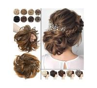 fake hair bun Large Messy Bun Hair Piece Wavy Curly Elastic Band Synthetic Chignon Ponytail Hairpiece Hair Accessories(M4)