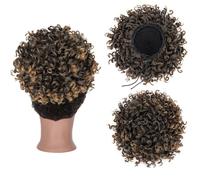 fake hair bun Messy Curly Bun Hair Piece Large Updo Drawstring Buns Synthetic Ponytail Extension Hair Accessories(Black Gradient Dark Blonde)
