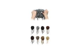 fake hair bun Synthetic Elastic Bun Hair Extensions Messy Curly Bun Hairpieces Scrunchie with Straight Tails Hair Accessories(10H15)