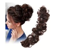 Fake hair European and American cross-border wig accessories Messy Scrunchie Messy bun Hair accessories Wave Hair bun Hair buns hair piece(Darkbrown)