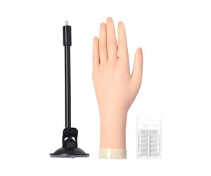 Fake Hand for Nails | Manicure Hand Practice | Silicone Soft Fingers Model with Jelly Glue Suction Cup Beginner-Friendly for Student Education Women Salon Demonstration