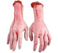 Fake Hands, Halloween Hands, 1 Pair 11.8 Inch Severed Fake Hand, Horror Bloody Body Parts, Vinyl for Haunted House Halloween Decor