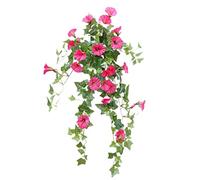 fake hanging plantsArtificial Hanging Flowers Silk Petunia Flower Vine 25.5''/65cm Morning Glory Hanging Plants for Garden, Balcony, Home, Office, Wedding Decoration, Fuchsia