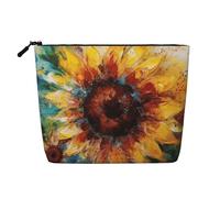 Fake Hemp Makeup Bag Multi-Purpose Purse Bag Travel Portable Pencil Bags for Women Men Abstract Sunflower Multicolor Cosmetic Bags with Zipper Pencil Pouch Aesthetic Coin Pouch Desk Organizer