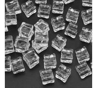 Fake Ice Cubes, 45 Pcs 17mm Plastic Decorative Ice Cubes for Cocktails Drinks, Vase Fillers, Party & Wedding Decor and Photography Props, Clear Acrylic Crushed Ice