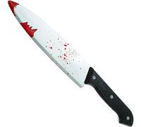Fake Knife with Blood Detail - 30cm Halloween Bloody Knife Prop with Black Handle Halloween Fancy Dress Accessories for Serial Killer Costume - Slasher Fancy Dress Prop