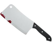 Fake Knife with Blood Detail - 30cm Halloween Bloody Knife Prop with Black Handle Halloween Fancy Dress Accessories for Serial Killer Costume - Slasher Fancy Dress Prop (Blooded Cleaver)