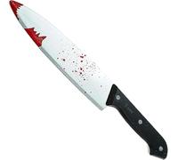 Fake Knife with Blood Detail - 30cm Halloween Bloody Knife Prop with Black Handle Halloween Fancy Dress Accessories for Serial Killer Costume - Slasher Fancy Dress Prop (Blooded Knife)
