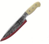 Fake Knife with Blood Detail - 30cm Halloween Bloody Knife Prop with Black Handle Halloween Fancy Dress Accessories for Serial Killer Costume - Slasher Fancy Dress Prop (Blooded Knife 2)
