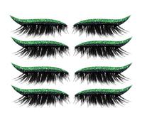 Fake Lashes | 4 Pairs Reusable Fake Eyelashes Stickers | Beauty Care Adhesive Eye Liner Stickers Waterproof Makeup for Home Performance Dating Daily Photography