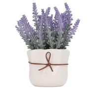 Fake Lavender Plant for Desk Decor, Small Artificial Lavender Plant Mini Fake Potted Plants for Indoor Outdoor Decor (7146C 01 Lace Vase)