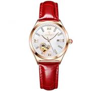 Fake Leather Strap Watch High Hardness Waterproof Women's with Luminous Calendar Adjustable Faux Durable Round Dial Heart Shape Red