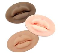 Fake Lips 3D Silicone Lips Soft Fake Lips in Different Colour Makeup Tattoo Practice Skins Training for Tattoo Artists Beginners 3Pcs