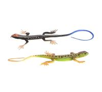 Fake Lizard - Realistic Reptile Figure Toy Set, Simulation Animal Model Pack | Black Green Detailed Design Finish, Durable Creature, Portable Plaything Accessory For Kids Educational