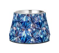 Fake Luxury Blue Transparent Crystal Pattern1 Pets Food Bowls with Stand Stainless Steel Pets Basic Bowls for Slow Feed Dogs Comfort Feeding