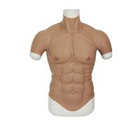 Fake Male Chest Arm Silicone Muscle Half Body High Collar for Christmas Hollaween Props Cosplay Makeup Masquerade Costume,Dark-L