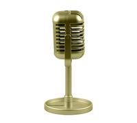 Fake Microphone Prop - Retro Vintage Microphone Toy with Stand | Antique Microphone Model For Party, Role-Play & Stage Decor - Realistic Look Fake Mic For Kids & Adults, Karaoke