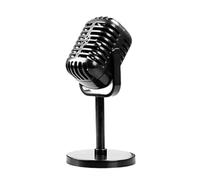 Fake Microphone - Retro Microphone Prop with Stand Design Vintage Style Construction | Antique Microphones Toys for Party Role Play Stage Table Decoration Photo Shoots Accessories