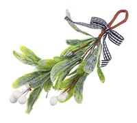 Fake Mistletoe Pick Christmas Hanging Ornament for Doors | Green Plastic and Foam DIY Ribbon Accent, Reusable Garland Decor, Artificial Holiday Styling