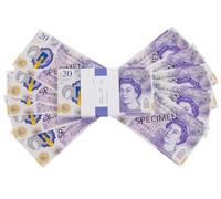 FAKE MONEY £20 BILLS, PROP MONEY POUND | UK COMPANY | 100 NOTES| £2,000 Stack | For Movies, Advertising, Play, Party, Supreme, Gun, Fancy Dress, Casino Games