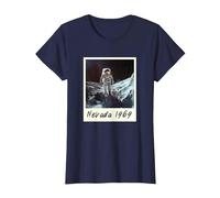 Fake Moon Landing Conspiracy Theory Hoax T-Shirt, Women, Navy Blue, Medium