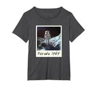 Fake Moon Landing Conspiracy Theory Hoax T-Shirt, Women's Plus, Dark Heather Grey, 6X