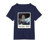 Fake Moon Landing Conspiracy Theory Hoax T-Shirt, Women's Plus, Navy Blue, 1X