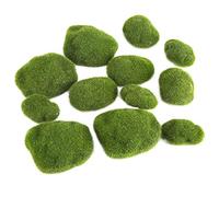 Fake Moss, 12PCS Moss Balls Decorative Green Moss for Plants Indoor Preserved Moss Green Moss Covered Stones Live Moss Balls for Floral Arrangements Fairy Gardens Crafting