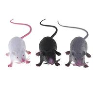 Fake Mouse 3Pcs 1.7x8.7 Inch Fake Rat Scary Realistic Mouse with Long Tail Multi-Purpose PVC Plastic Rat for Prank Stuff, Cat Toys, Fake Mouse