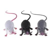 Fake Mouse 3Pcs 1.7x8.7 Inch Fake Rat Scary Realistic Mouse with Long Tail Multi-Purpose PVC Plastic Rat for Prank Stuff, Cat Toys