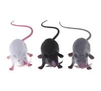 Fake Mouse 3Pcs 1.7x8.7 Inch Fake Rat Scary Realistic Mouse with Long Tail Multi-Purpose PVC Plastic Rat for Prank Stuff, Cat Toys #·