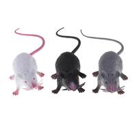 Fake Mouse 3Pcs 1.7x8.7 Inch Fake Rat Scary Realistic Mouse with Long Tail Multi-Purpose PVC Plastic Rat for Prank Stuff, Cat Toys