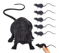 Fake Mouse 6Pcs 8 Inch Fake Rat Scary Realistic Mouse with Long Tail Multi-Purpose PVC Plastic Rat for Prank Stuff, Cat Toys, Halloween Decorations