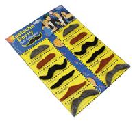 Fake Moustache, 12 Pack Fake Tash. Black, Brown, Grey Stick On Moustaches Pack. Fancy Dress Moustache (Black) (Black/Brown/Grey)