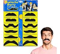 Fake Moustache 12 Pack - Realistic Self Adhesive Stick On Tashes for Fancy Dress, Halloween, Christmas & 70s 80s Theme Parties - Black Novelty False Moustache & Beard Kit