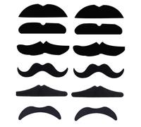 Fake Moustache, 12 Pcs Black False Moustache Fancy Dress Stick On Moustache Self Adhesive Novelty Mustaches for Adults Kids Masquerade Party Favor, Birthday party Costume Party Performance