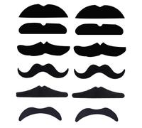 Fake Moustache, 12 Pcs Self Adhesive Novelty Mustaches Fancy Dress Stick On Mexican False Moustaches for Adults Kids for Masquerade Party Favor, Birthday Party,Costume Party Performance,Black Beards