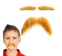 Fake Moustache and Eyebrows - Realistic Facial Yellow Costume Mustache | Funny Mustaches Realistic Stick On Beard for Adults Halloween Cosplay Party Costume | Self-Adhesive False Beards