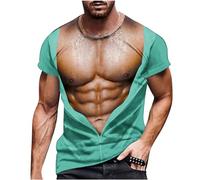 Fake Muscle 3d Printed T-shirt Men Sale Clearance Short Sleeve Crew Neck Tee Top Funny Graphic Under Clothes Hipster Workout Shirt Chest Six Pack Abs T Shirts Uk Size
