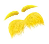 Fake Mustache And Eyebrows Set - Yellow Cosplay Costume Props | Halloween Party Beard And Eyebrow Kit For Men, Women, Adults, Ideal For Photoshoot, Carnival, Theater, Stage, Easter, Christmas